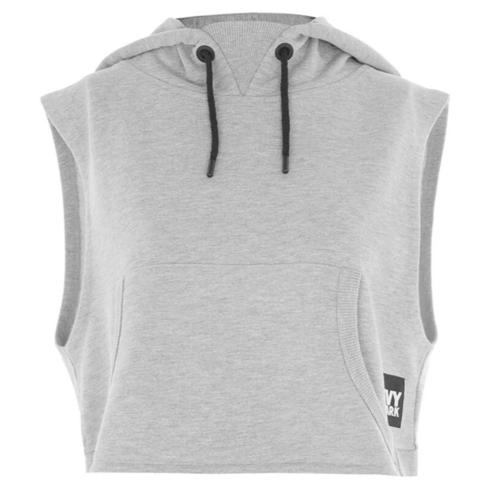 NEW IVY PARK Grey Sleeveless Crop Hoodie Vest
